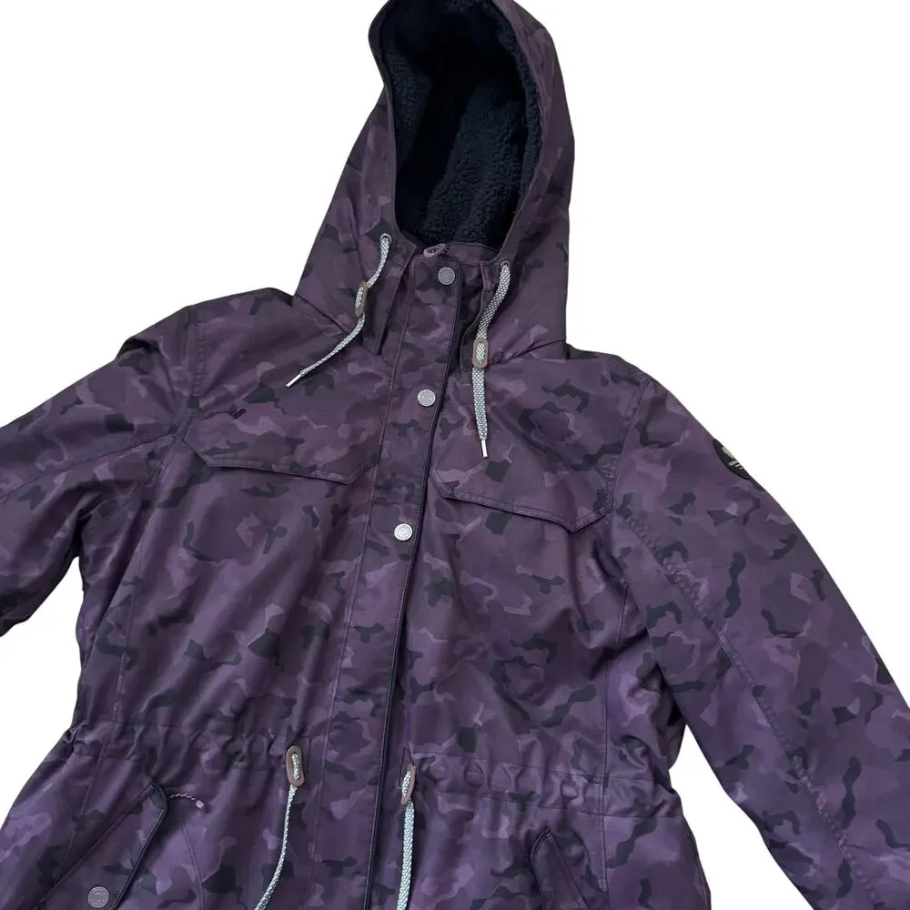 Obermeyer Celestia Ski Jacket Women’s Plus Size 18 Purple Camo Fleece Hood - Picture 11 of 13
